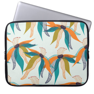 Trendy Blumen nahtlose Muster handgezeichnet farbe Laptopschutzhülle