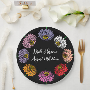 Trendy blumenfarbene Hochzeitsgestaltung Zinnia Bl Pappteller