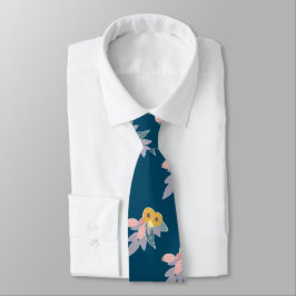 Trendy Blumenmuster auf marineblau Krawatte