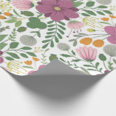 Trendy Blumenmuster Rosa Lila Grünanlage Geschenkpapier (Ecke)