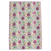 Trendy Blumenmuster Rosa Lila Grünanlage Mittlere Geschenktüte (Rückseite)