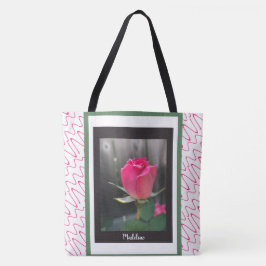 Trendy BlumenTasche, Rote Rose, addieren Namen Tasche