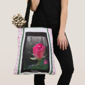 Trendy BlumenTasche, Rote Rose, addieren Namen Tasche (Von Nahem)