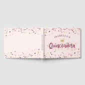 Trendy Blush Burgundy & Gold Confetti Quinceañera Gästebuch (Voll)