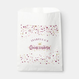 Trendy Blush Burgundy & Gold Confetti Quinceañera Geschenktütchen