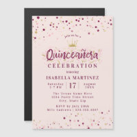 Trendy Blush Burgundy & Gold Confetti Quinceañera