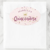 Trendy Blush Burgundy & Gold Confetti Quinceañera Ovaler Aufkleber (Tasche)