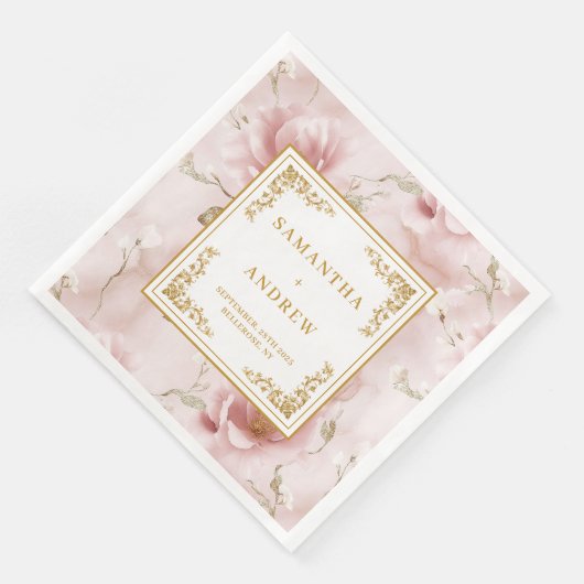 Trendy Blush Elfenbein Aquarell Hochzeitsnapkins Serviette (Ecke)