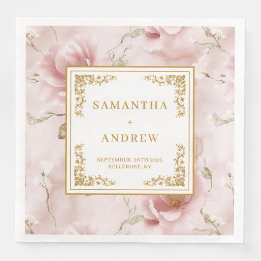 Trendy Blush Elfenbein Aquarell Hochzeitsnapkins Serviette (Vorderseite)