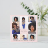 Trendy Blush Foto Collage Graduation Party Einladung (Stehend Vorderseite)