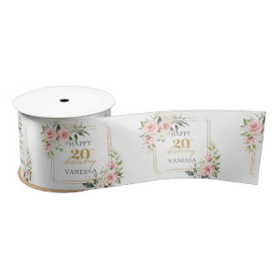 Trendy blush Glitzern 20. Geburtstag Satinband