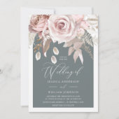 Trendy Blush & Ivory Boho Arch Wedding Einladung (Vorderseite)