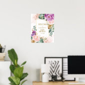 Trendy Blush Lila Tropical Floral Baby Dusche Poster (Heimbüro)