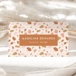 Trendy Blush & Orange Terrazzo Visitenkarte
