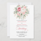 Trendy Blush Peony Botanical Gold Wedding Invite Einladung (Vorderseite)