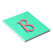 Trendy Blush Pink 3D Text Initial | Neon Aquamarin Notizblock (angewinkelt)