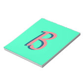 Trendy Blush Pink 3D Text Initial | Neon Aquamarin Notizblock (Rotiert)