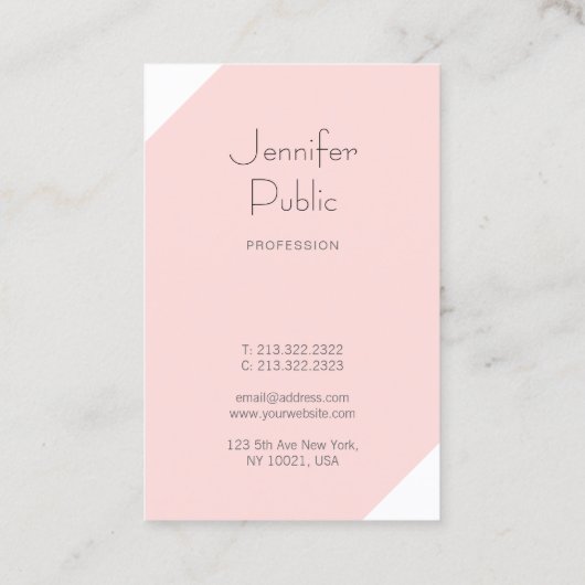 Trendy Blush Pink Creative Monogram Clean Luxe Visitenkarte (Rückseite)
