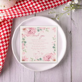 Trendy Blush Pink Floral Wedding Vielen Dank für I Serviette