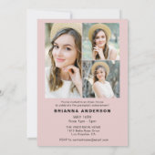 Trendy Blush Pink Foto Graduation Party Einladung (Rückseite)