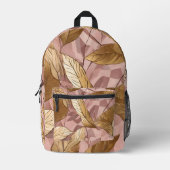 Trendy Blush Pink Gold Boho Blätter Collection Bedruckter Rucksack (Vorderseite)