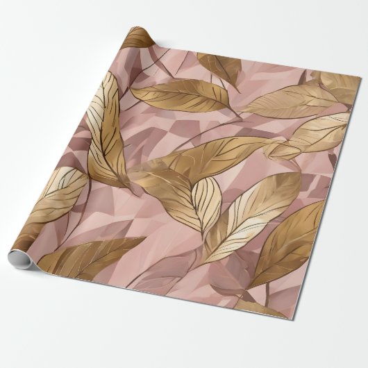 Trendy Blush Pink Gold Boho Blätter Collection Geschenkpapier (Ungerollt)