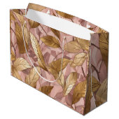 Trendy Blush Pink Gold Boho Blätter Collection Han Große Geschenktüte (Rückseite Schrägansicht)
