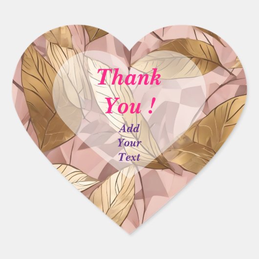 Trendy Blush Pink Gold Boho Blätter Collection Herz-Aufkleber (Vorderseite)