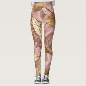 Trendy Blush Pink Gold Boho Blätter Collection Leggings (Vorderseite)