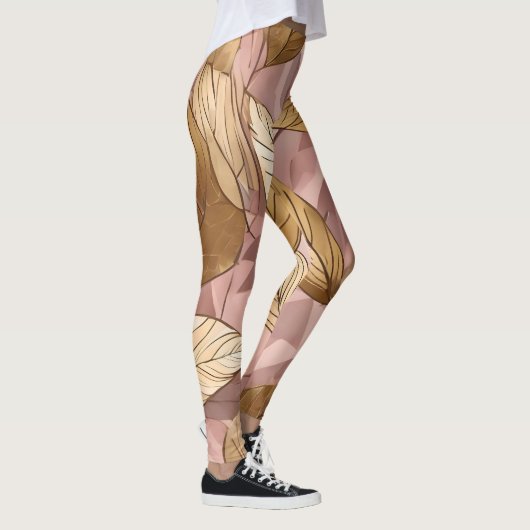 Trendy Blush Pink Gold Boho Blätter Collection Leggings (Rechts)
