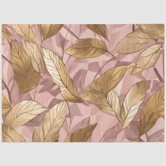 Trendy Blush Pink Gold Boho Blätter Collection Seidenpapier (Vorderseite)