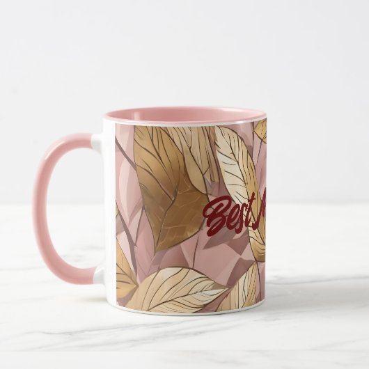 Trendy Blush Pink Gold Boho Blätter Collection Tasse (Links)