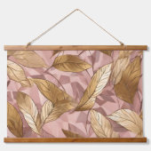 Trendy Blush Pink Gold Boho Blätter Collection Wandteppich Mit Holzrahmen (Vorderseite 2)