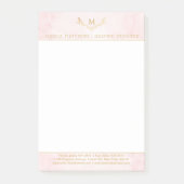 Trendy Blush Pink & Gold Foil Monogram Kraut Post-it Klebezettel (Vorderseite)
