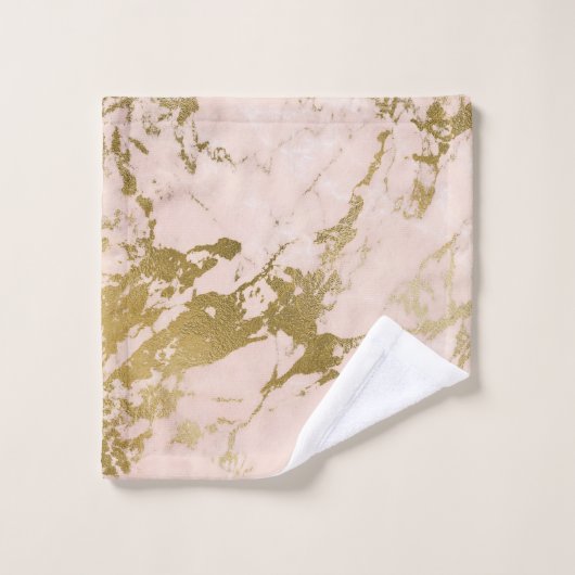 Trendy Blush Pink Gold Marmor Badhandtuch Set (Waschlappen)