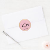 Trendy Blush PINK Gold Wedding Monogram Siegel Runder Aufkleber (Umschlag)
