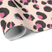 Trendy Blush Pink Leopard Print Animal Dschungel Geschenkpapier (Rolleneckpunkt)