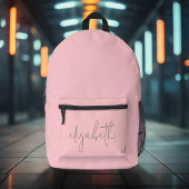Trendy blush pink - moderner skriptgrauer Name Bedruckter Rucksack