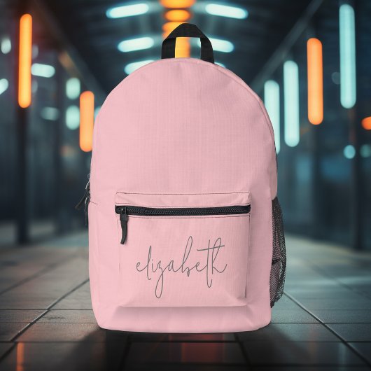 Trendy blush pink - moderner skriptgrauer Name Bedruckter Rucksack