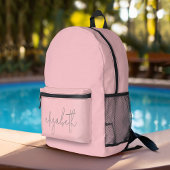 Trendy blush pink - moderner skriptgrauer Name Bedruckter Rucksack