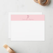 Trendy Blush Pink Monogram Elegantes einfaches Des Mitteilungskarte (Vorderseite/Rückseite Beispiel)