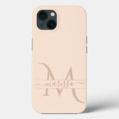 Trendy Blush Pink Monogram Script Name Girly Case-Mate iPhone Hülle (Rückseite)