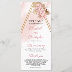 Trendy Blush Pink Orchid Driving Palm Gold Arch Programm