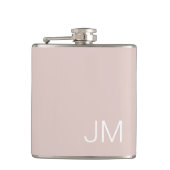Trendy Blush Pink Oversified Mit Monogramm Initial Flachmann (Vorderseite)