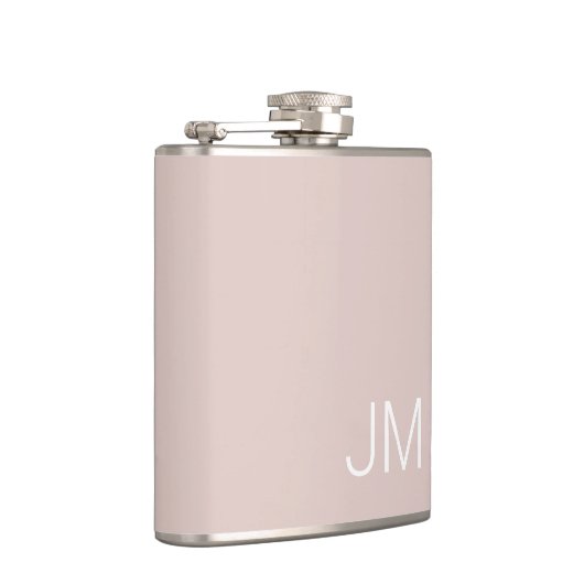 Trendy Blush Pink Oversified Mit Monogramm Initial Flachmann (Rechts)