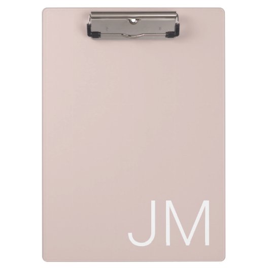 Trendy Blush Pink Oversified Mit Monogramm Initial Klemmbrett (Vorderseite)