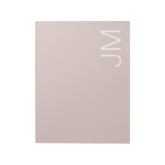 Trendy Blush Pink Oversified Mit Monogramm Initial Notizblock (Rotiert)