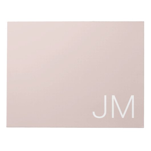 Trendy Blush Pink Oversified Mit Monogramm Initial Notizblock (Vorderseite)