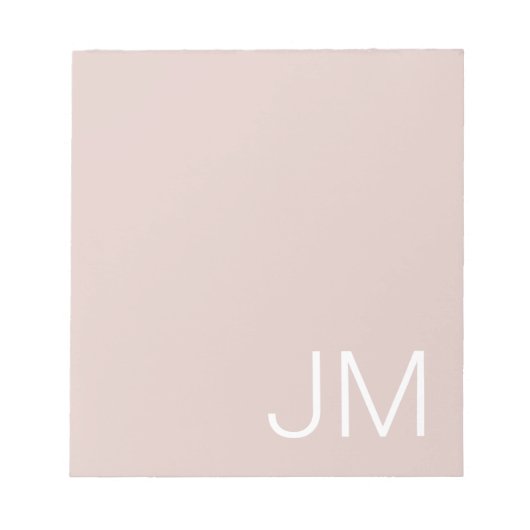 Trendy Blush Pink Oversified Mit Monogramm Initial Notizblock (Vorderseite)
