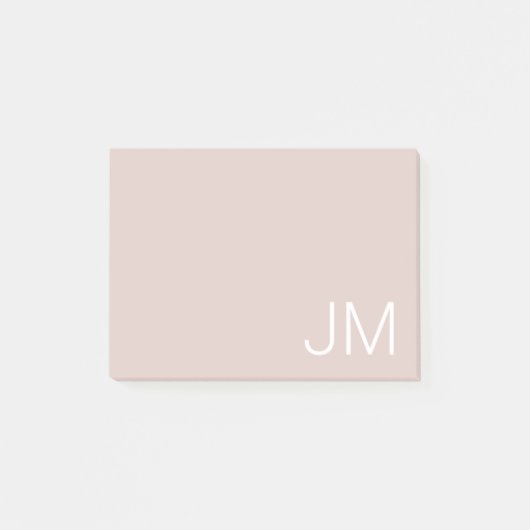 Trendy Blush Pink Oversified Mit Monogramm Initial Post-it Klebezettel (Vorderseite)